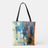 Tekencanvasstructuur. Rode en blauwe tinten op ca. Tote Bag (Achterkant)