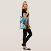 Tekencanvasstructuur. Rode en blauwe tinten op ca. Tote Bag (Op model)