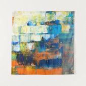 Tekencanvasstructuur. Rode en blauwe tinten op ca. Wandkleed (Voorkant (horizontaal))