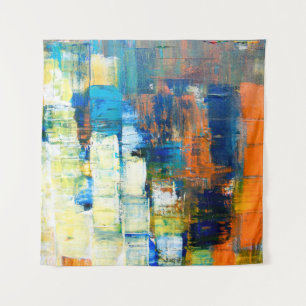 Tekencanvasstructuur. Rode en blauwe tinten op ca. Wandkleed