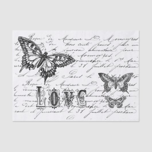 Tekendocument Butterfly Script Tissuepapier (Voorkant)