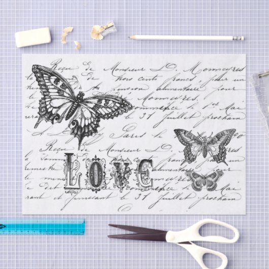 Tekendocument Butterfly Script Tissuepapier (Craft)