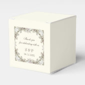 Tekenen bloemen ivoor romantische bruiloft bedankdoosjes (Voorkant Zijde)