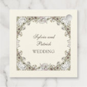 Tekenen bloemen ivoor romantische bruiloft bedankjes labels (Achterkant)