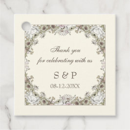 Tekenen bloemen ivoor romantische bruiloft bedankjes labels