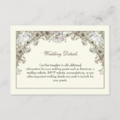 Tekenen bloemen ivoor romantische bruiloft informatiekaartje (Voorkant)