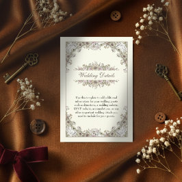 Tekenen bloemen ivoor romantische bruiloft informatiekaartje