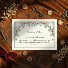 Tekenen bloemen ivoor romantische bruiloft informatiekaartje