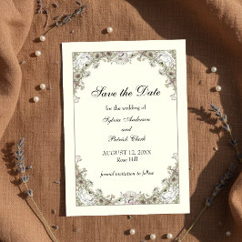 Tekenen bloemen ivoor romantische bruiloft save the date