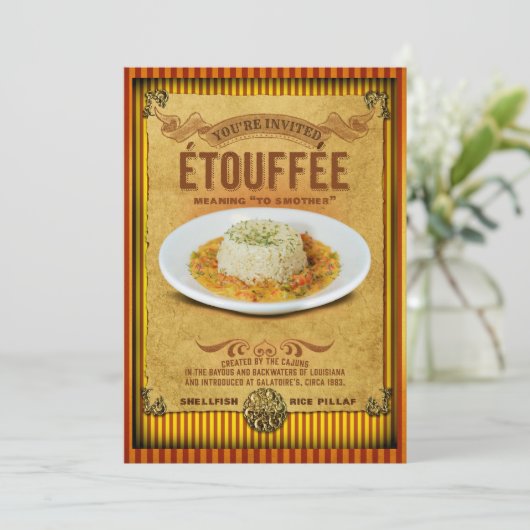  tekenen Etouffee Party Invitation Kaart (Staand voorkant)