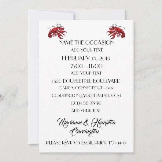  tekenen Etouffee Party Invitation Kaart (Achterkant)