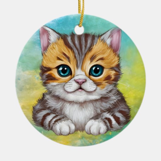 Tekenen Kat Keramisch Ornament (Voorkant)