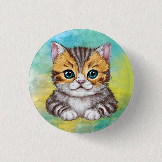 Tekenen Kat Ronde Button 3,2 Cm (Voorkant)