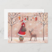 Tekenen Kerstman Renne Briefkaart (Voorkant / Achterkant)