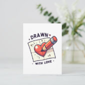 Tekenen met liefde briefkaart (Staand voorkant)