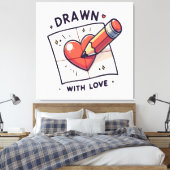 Tekenen met liefde canvas afdruk (Insitu (Slaapkamer))
