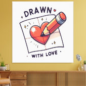Tekenen met liefde canvas afdruk (Insitu (Woonkamer))