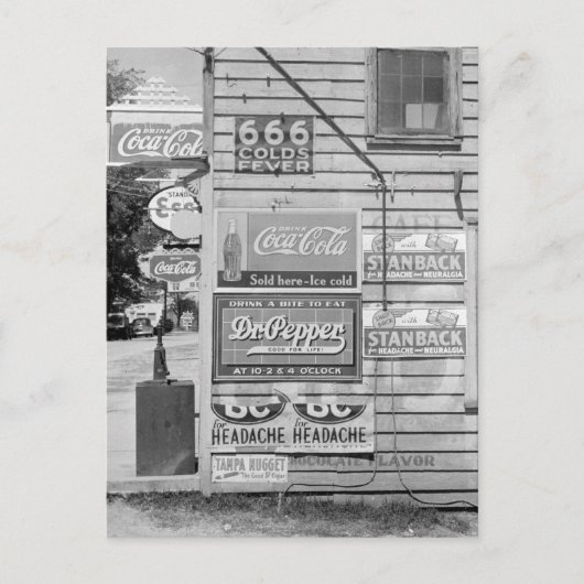 Tekenen op een algemene winkel, 1938 briefkaart (Voorkant)