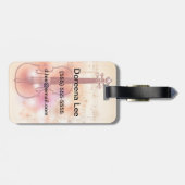 Tekenen op waterverf achtergrond van viool bagagelabel (Achterkant horizontaal)