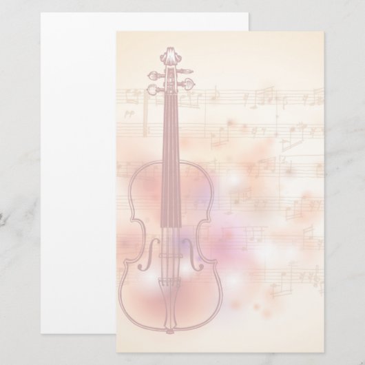 Tekenen op waterverf achtergrond van viool briefpapier (Voorkant / Achterkant)