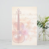 Tekenen op waterverf achtergrond van viool briefpapier (Staand voorkant)