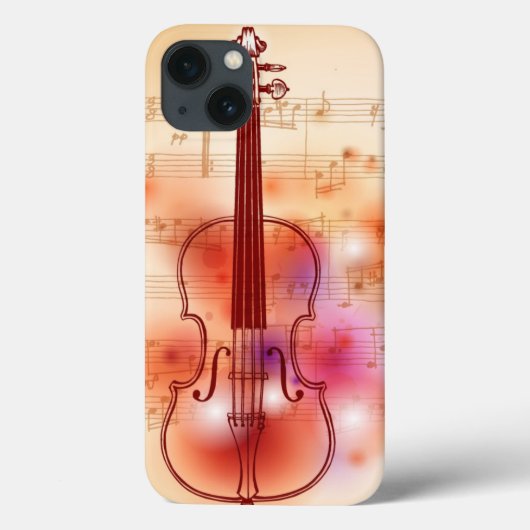 Tekenen op waterverf achtergrond van viool Case-Mate iPhone case (Achterkant)