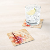 Tekenen op waterverf achtergrond van viool kartonnen onderzetters (Insitu)