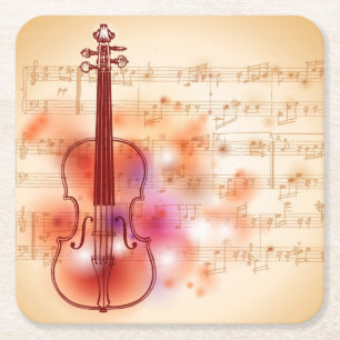 Tekenen op waterverf achtergrond van viool kartonnen onderzetters