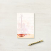 Tekenen op waterverf achtergrond van viool post-it® notes (Op bureau)