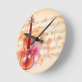 Tekenen op waterverf achtergrond van viool ronde klok (Hoek)