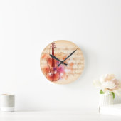 Tekenen op waterverf achtergrond van viool ronde klok (Huis)