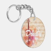 Tekenen op waterverf achtergrond van viool sleutelhanger (Voorkant Links)
