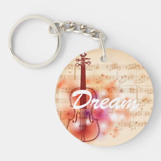 Tekenen op waterverf achtergrond van viool sleutelhanger (Voorkant)