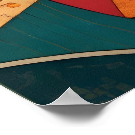 Tekenen op zellige Vrouw gezicht op mozaïek Poster (Hoek)