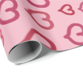 Tekenen roze Valentijnse  Hartpatroon op elke kleu Cadeaupapier (Rol Hoek)