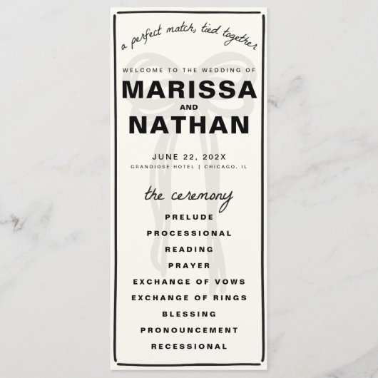 Tekenen Samen Boog Trouwprogramma Programmakaart (Voorkant)