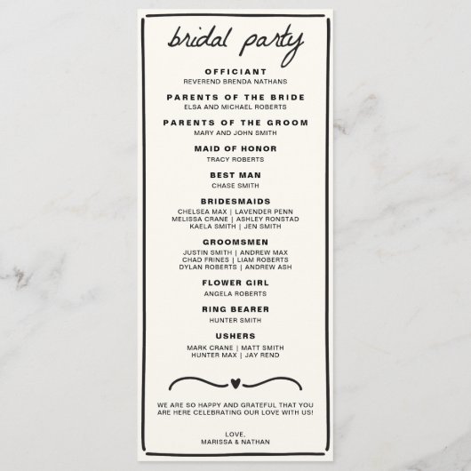 Tekenen Samen Boog Trouwprogramma Programmakaart (Achterkant)