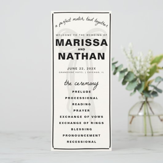 Tekenen Samen Boog Trouwprogramma Programmakaart (Staand voorkant)