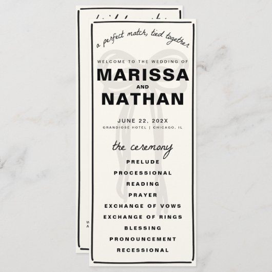 Tekenen Samen Boog Trouwprogramma Programmakaart (Voorkant / Achterkant)