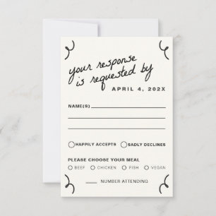 Tekenen samen bruiloft RSVP kaartje