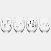 Tekenen samen bruiloft wijnglas zonder voet (Rechts)