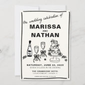 Tekenen samen met foto bruiloft uitnodiging (Voorkant)