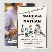 Tekenen samen met foto bruiloft uitnodiging (Voorkant / Achterkant)