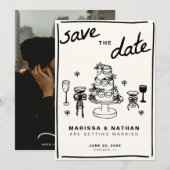 Tekenen Samen Trouwen Met Foto Save The Date (Voorkant / Achterkant)