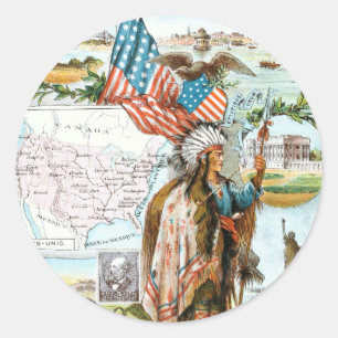  tekenen: US Collage Ronde Sticker