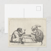  tekenen van apen spelen backgammon briefkaart (Voorkant / Achterkant)
