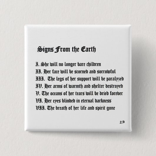 Tekenen van de aarde vierkante button 5,1 cm (Voorkant)