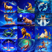 Tekenen van de dierenriem illustraties met sterren kalender