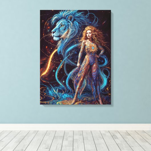 Tekenen van de dierenriem - Leo Canvas Afdruk (Insitu (Houten vloer))