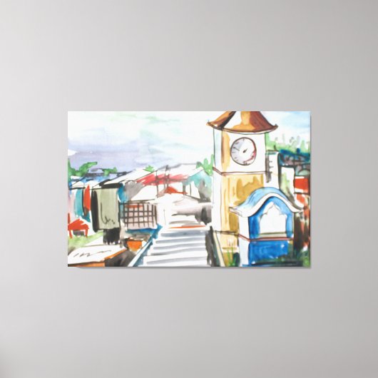 Tekenen van de muur van het stadsplein canvas afdruk (Voorkant)